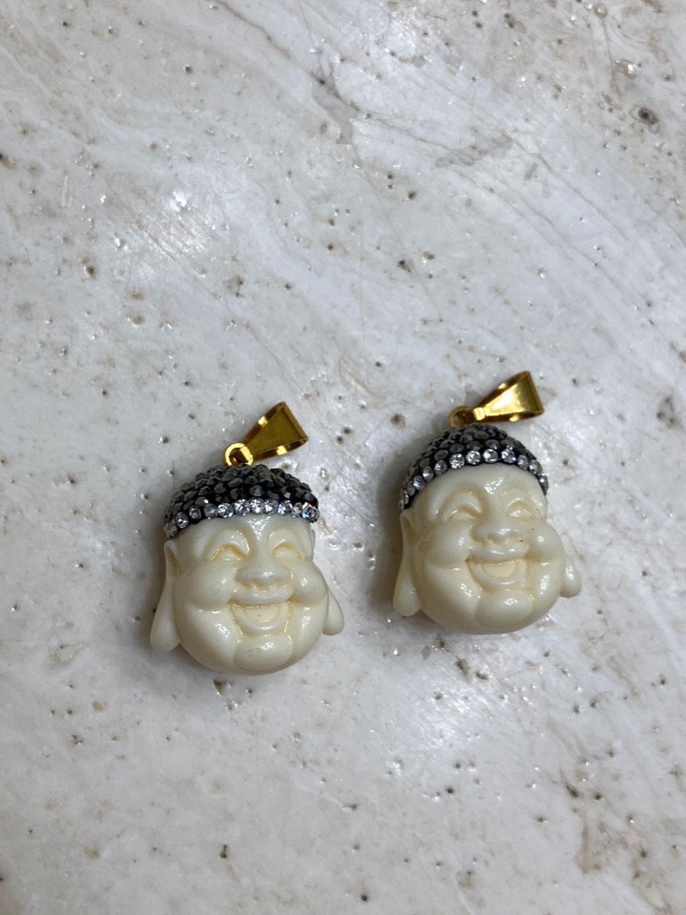 Cream Buddha with Rhinestone Charm